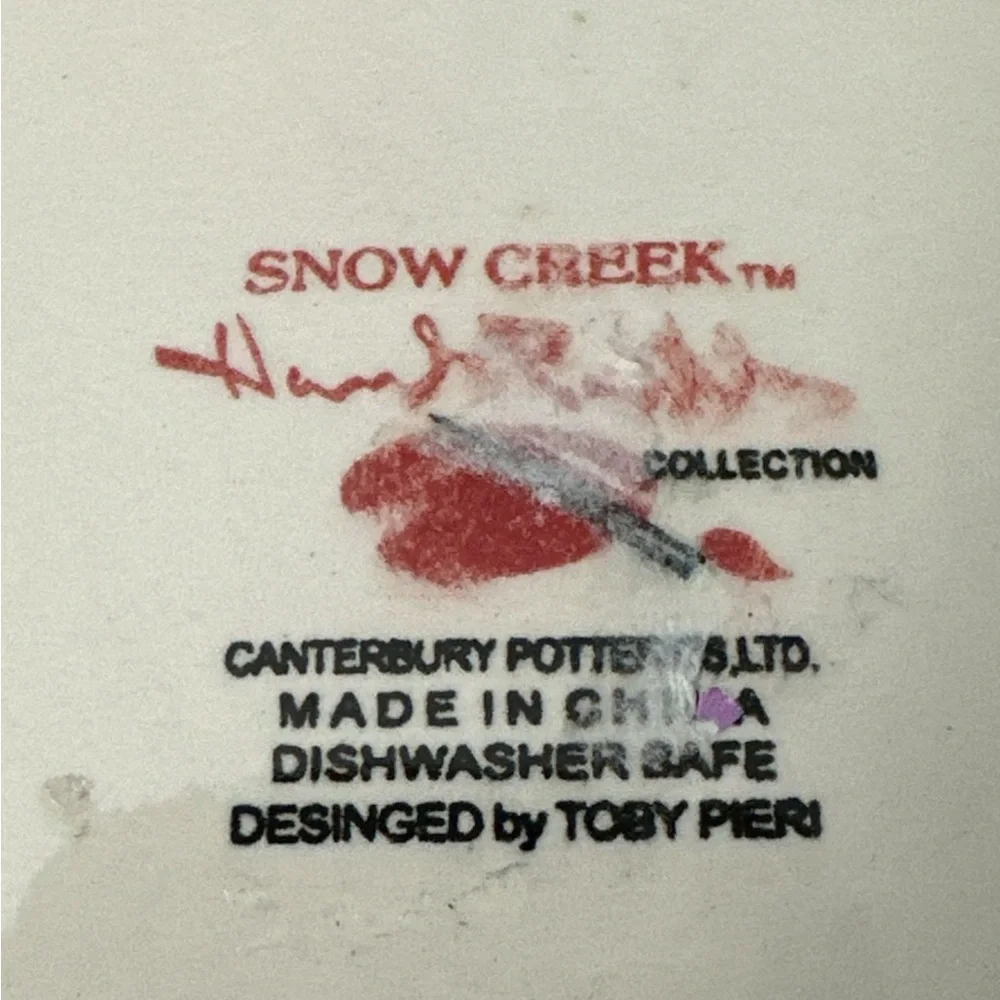 Snow Creek Hand Painted Snowman Plate - Red‎ and White